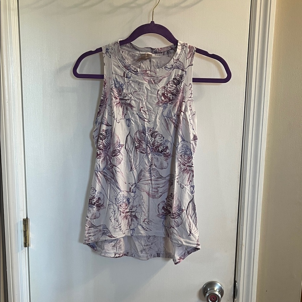 CALIA by Carrie Underwood Floral Tank Top - Cream and Purple